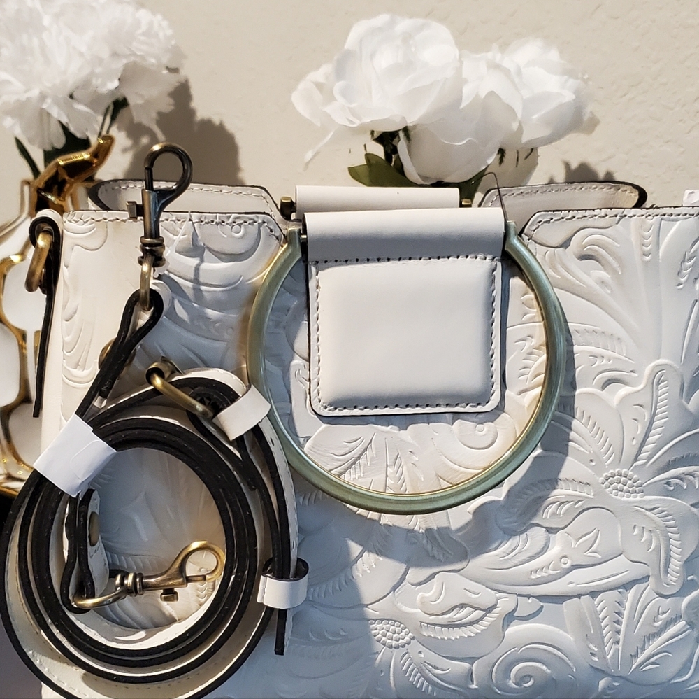NWT Patricia Nash Empoli Satchel in Latte color - Picture 7 of 9